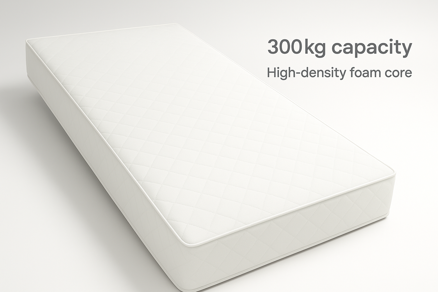 Heavy-duty mattress for bariatric patients, offering high load capacity and extra durability.
Supports up to 300 kg
Reinforced high-density foam
Fire-retardant & waterproof cover
Wide size options available