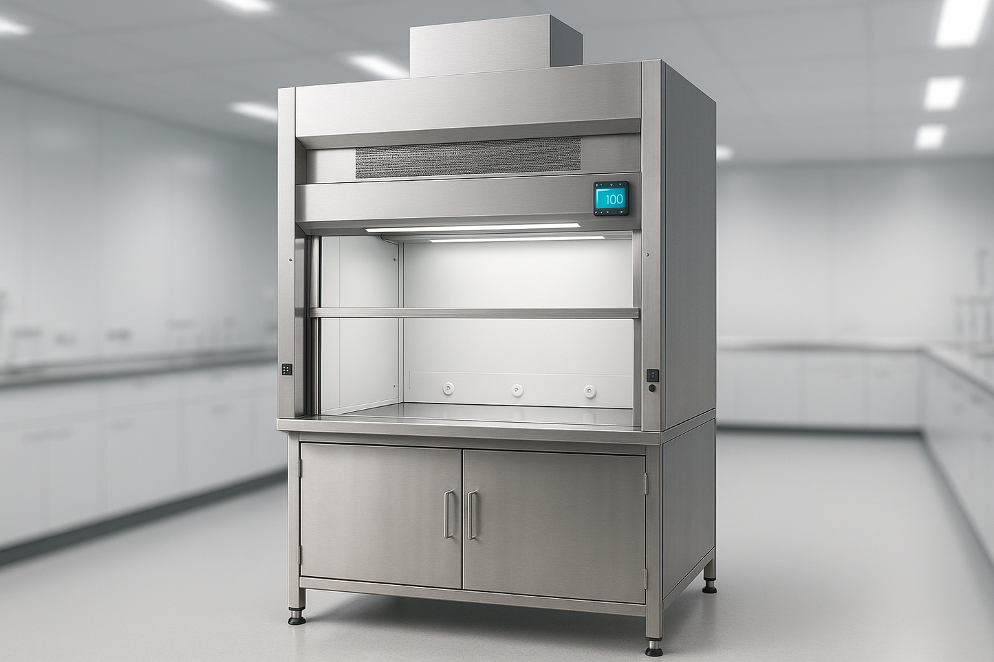 High-efficiency fume hood for removing hazardous fumes and vapors. Equipped with safety glass sash and airflow monitor.
High-efficiency exhaust system
Safety glass sash
Chemical-resistant interior
Lighting & airflow monitor