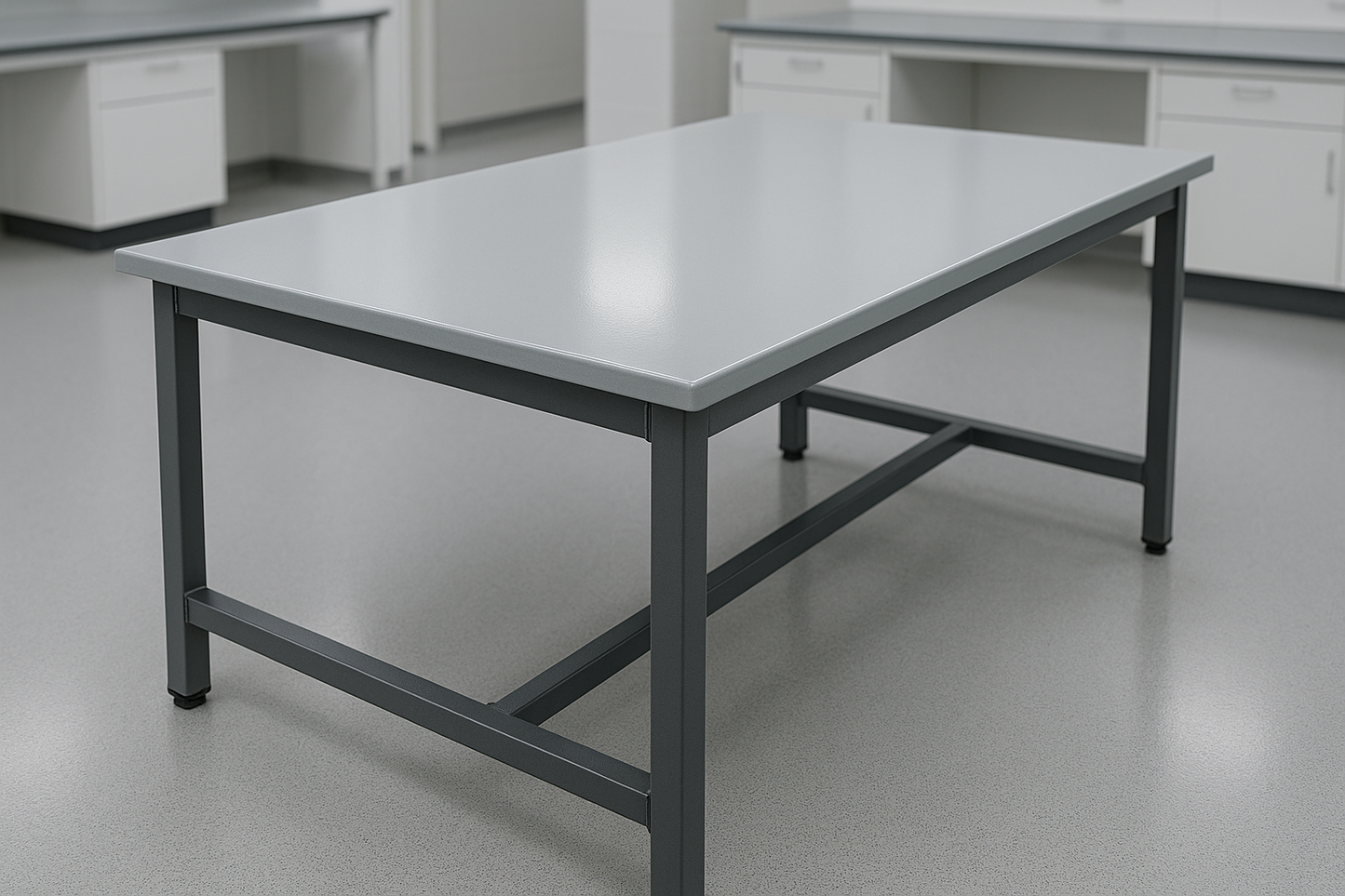 Lab table with epoxy resin surface, resistant to acids, alkalis, and solvents. Perfect for chemical-intensive laboratory work.
Epoxy resin work surface
Acid & alkali resistant
Welded steel frame
Easy-to-clean design