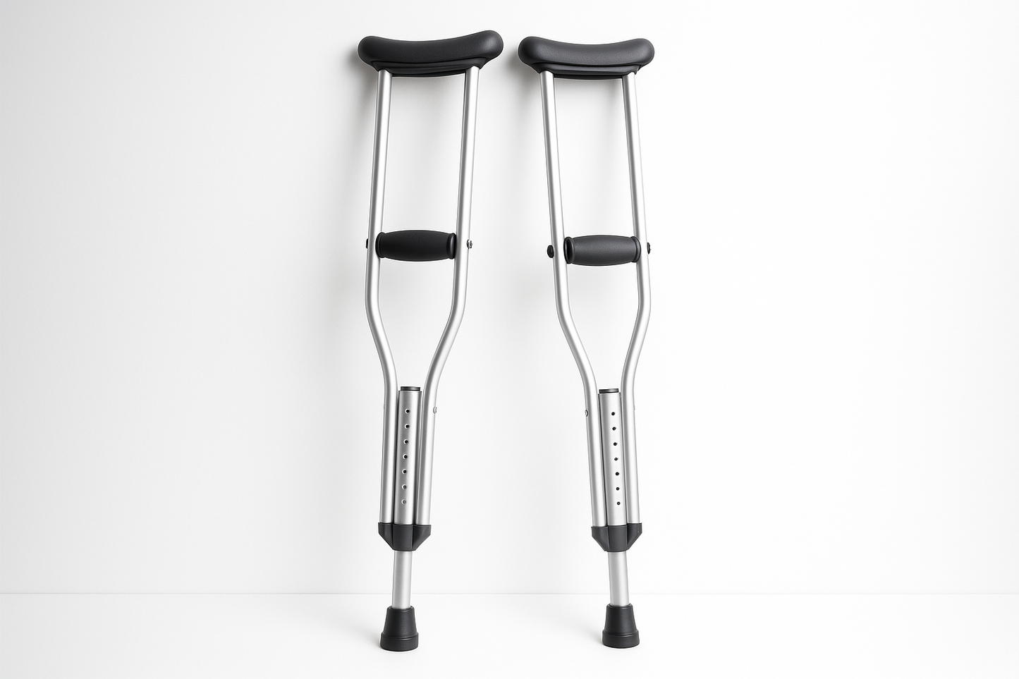 These Axillary Crutches offer reliable support and comfort for users with temporary or long-term mobility needs. Made from high-grade anodized aluminum, the crutches are lightweight and corrosion-resistant, suitable for indoor and outdoor use.
**Key Features:**
- Adjustable height for pediatric to adult use
- Soft underarm pads and hand grips reduce fatigue
- Slip-resistant rubber tips for safety
- Durable and rust-proof aluminum construction
- Lightweight for easy movement and travel