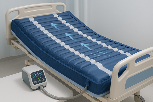 Alternating air pressure mattress to prevent bed sores in bedridden patients.

Quiet pump operation
Alternating pressure cycles
Medical-grade PVC material
Easy setup &amp; maintenance