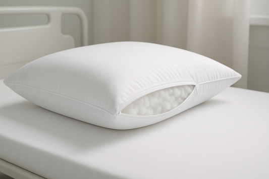 Comfortable, supportive pillow with washable cover for hospital use.

Soft fiber filling
Hypoallergenic
Washable cover
Retains shape