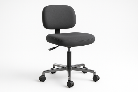 Ergonomic reception chair with adjustable height and padded seat for staff comfort.