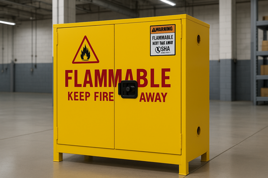 Fire-resistant steel storage cabinet for flammable materials. Meets international safety standards.

Fire-resistant steel construction
Self-closing doors
Ventilation ports
Complies with OSHA standards