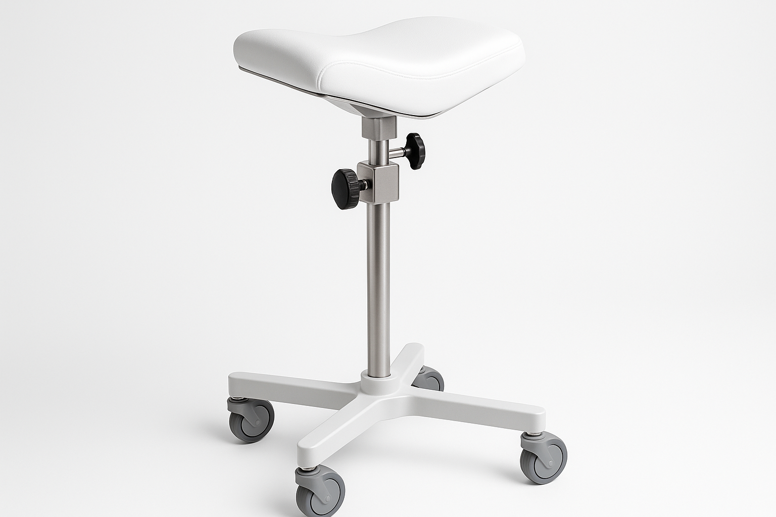 Mobile padded hand rest for microsurgeries. Height and tilt adjustable.