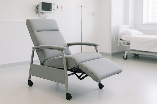 Perfect for hospitals with limited space, the Space Saver Reclining Chair features a compact footprint without compromising comfort. Its lightweight yet sturdy frame makes it easy to reposition, while the cushioned upholstery ensures patient comfort during short or extended stays.