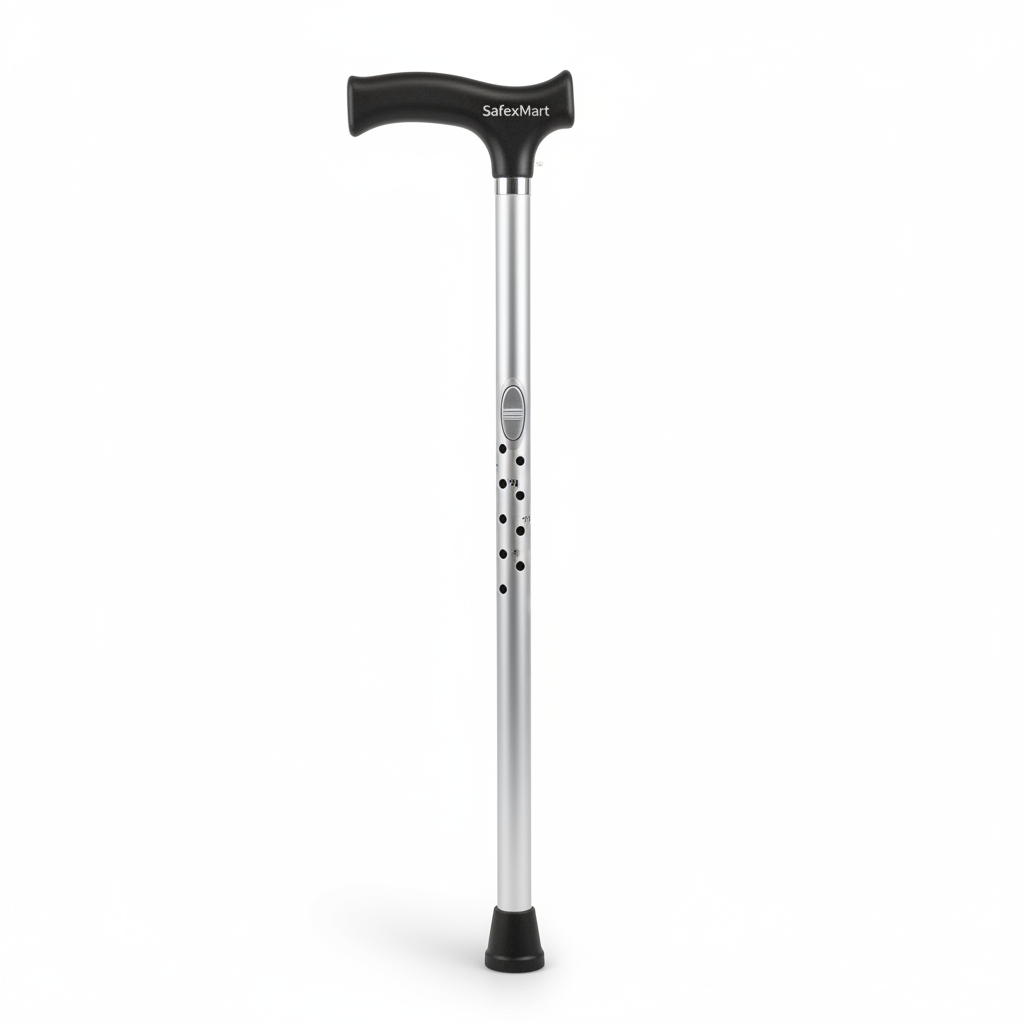 SafexMart Adjustable Walking Stick Silver Aluminum