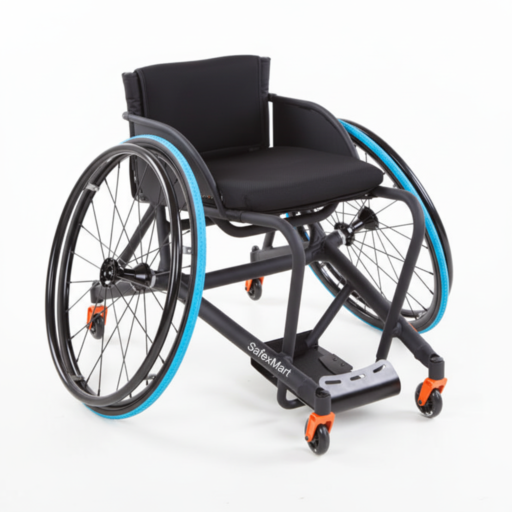 SafexMart Sports Wheelchair with Blue Tires