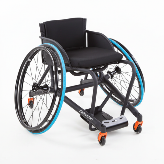 SafexMart Sports Wheelchair with Blue Tires