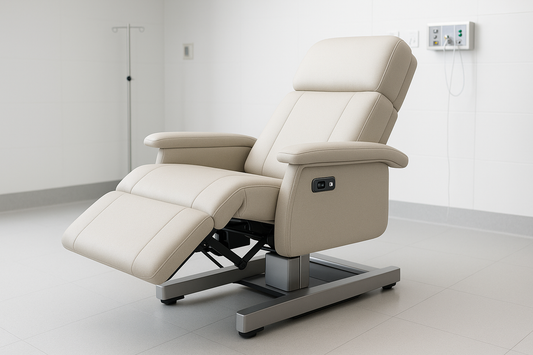 The Electric Reclining Patient Chair offers effortless adjustment at the push of a button. Featuring a motorized reclining mechanism, USB charging port, and ergonomic cushioning, it enhances patient comfort during extended stays. The chair’s sturdy frame supports high weight capacity, while its antimicrobial fabric ensures hygienic use. Ideal for infusion therapy, post-operative recovery, or VIP patient rooms.