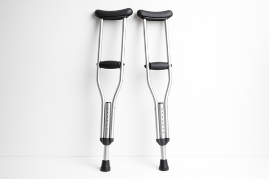 These Axillary Crutches offer reliable support and comfort for users with temporary or long-term mobility needs. Made from high-grade anodized aluminum, the crutches are lightweight and corrosion-resistant, suitable for indoor and outdoor use.

**Key Features:**
- Adjustable height for pediatric to adult use
- Soft underarm pads and hand grips reduce fatigue
- Slip-resistant rubber tips for safety
- Durable and rust-proof aluminum construction
- Lightweight for easy movement and travel
