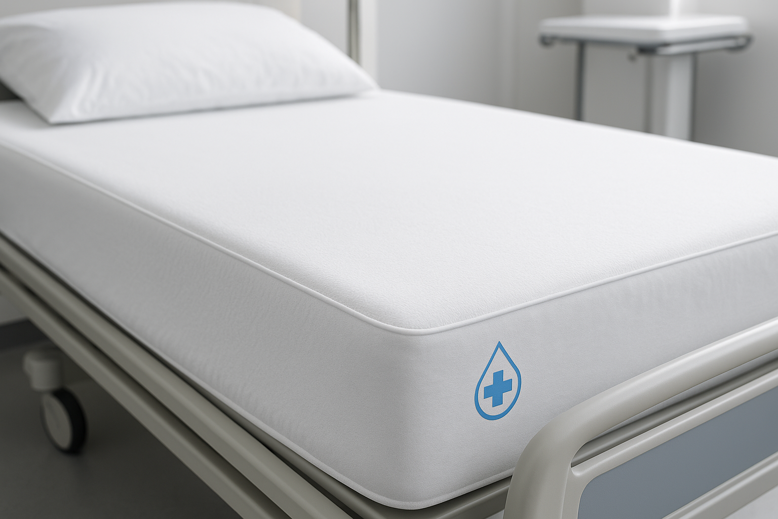 Waterproof, washable mattress protector for added hygiene.

100% waterproof barrier
Breathable fabric
Machine washable
Fits standard hospital mattresses